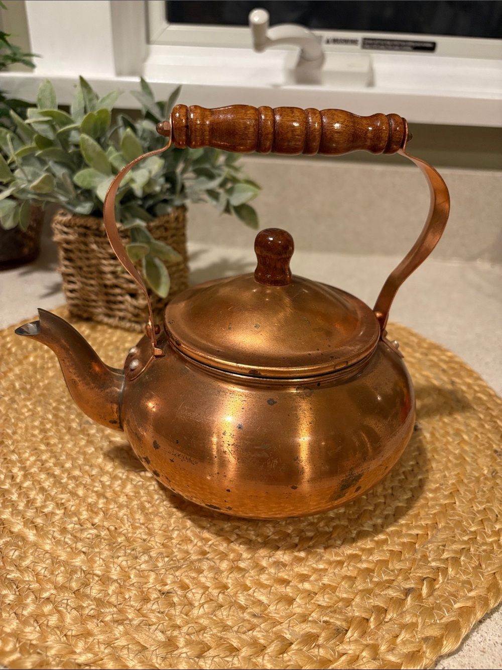 Vintage Copper FTD Tea Kettle